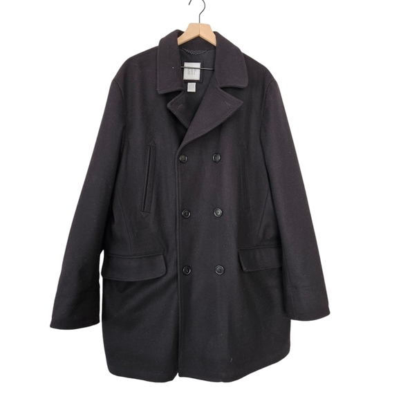 GAP men's black wool blend peacoat size XL - Picture 2 of 13